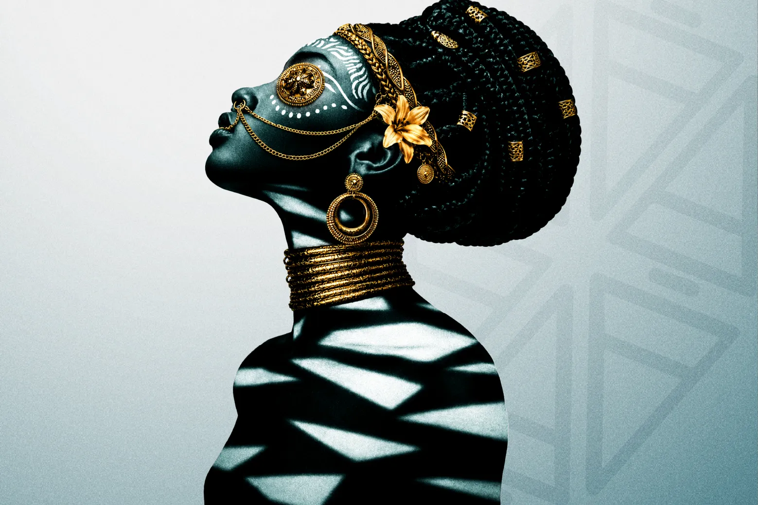 Femme avec maquillage africain